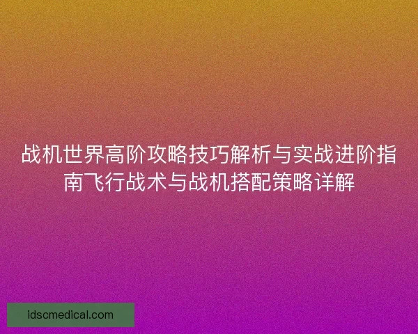 战机世界高阶攻略技巧解析与实战进阶指南飞行战术与战机搭配策略详解