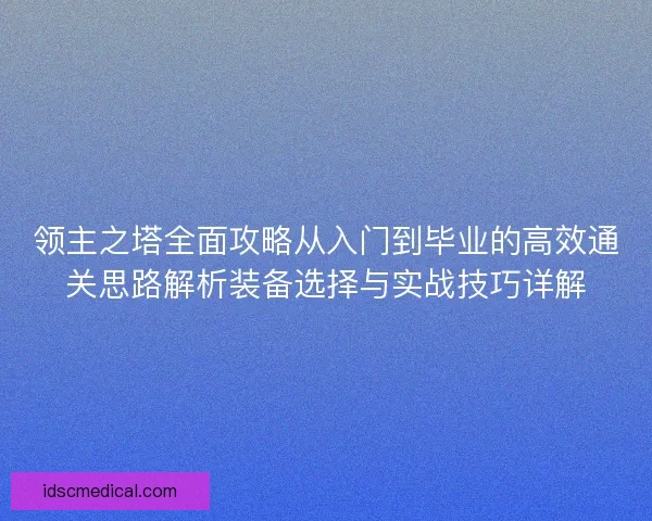 领主之塔全面攻略从入门到毕业的高效通关思路解析装备选择与实战技巧详解